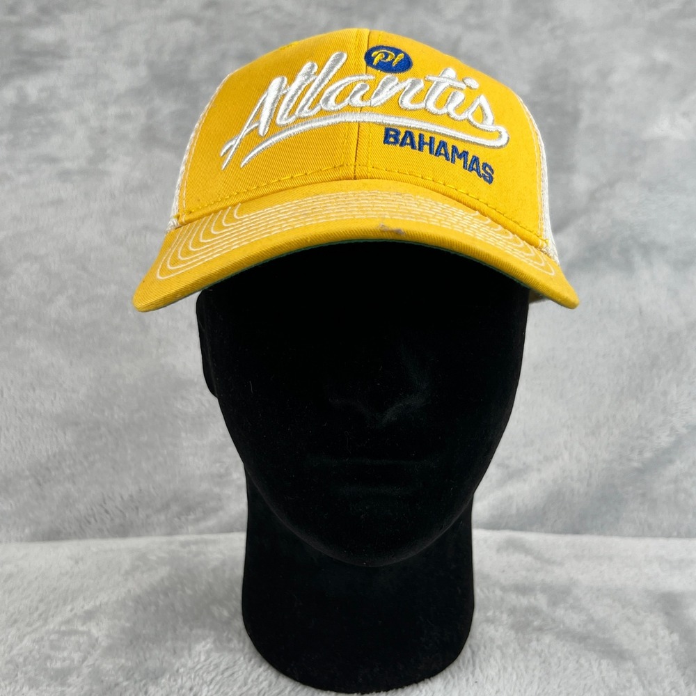Legacy Atlantis Bahamas Trucker Hat OSFM Yellow Men Snapback Souvenir Mesh Cap